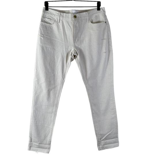 Frame Le Garcon Ankle Slim Straight Leg Jeans Au Natural Heather Cotton Linen 26 - Picture 2 of 11
